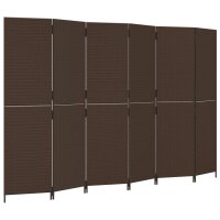 vidaXL Paravent 6-tlg. Braun Poly Rattan