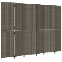 vidaXL Paravent 6-tlg. Grau Poly Rattan