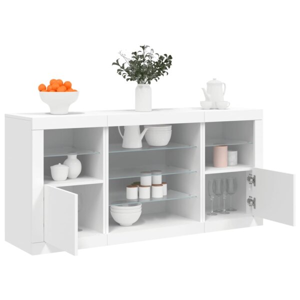 vidaXL Sideboard mit LED-Leuchten Wei&szlig; 142,5x37x67 cm