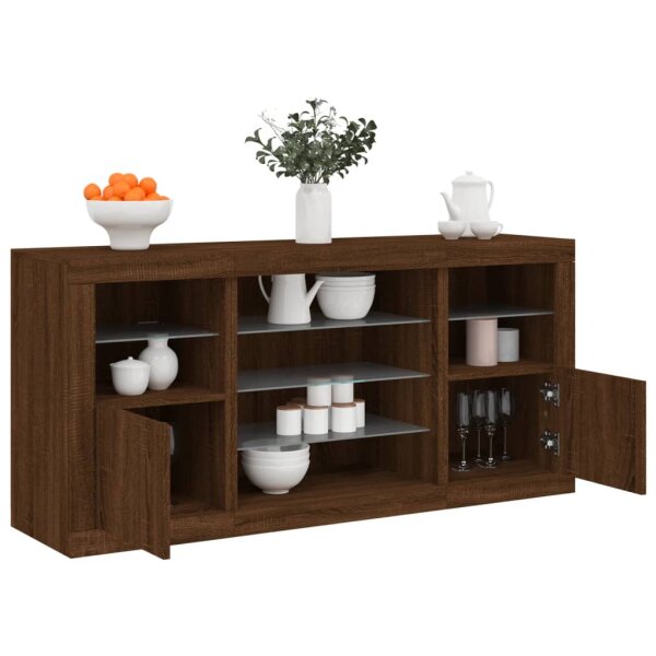 vidaXL Sideboard mit LED-Leuchten Braun Eichen-Optik 142,5x37x67 cm