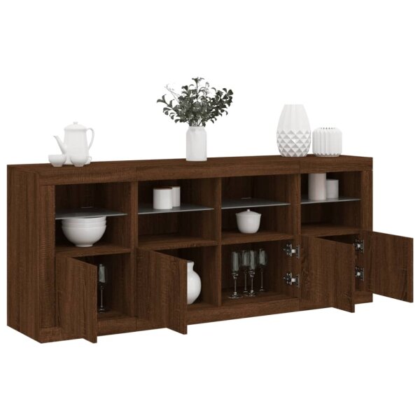 vidaXL Sideboard mit LED-Leuchten Braun Eichen-Optik 163x37x67 cm