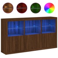 vidaXL Sideboard mit LED-Leuchten Braun Eichen-Optik 181,5x37x100 cm