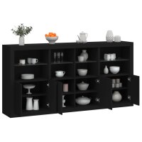 vidaXL Sideboard mit LED-Leuchten Schwarz 202x37x100 cm