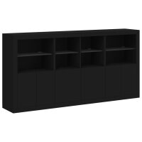 vidaXL Sideboard mit LED-Leuchten Schwarz 202x37x100 cm