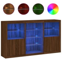 vidaXL Sideboard mit LED-Leuchten Braun Eichen-Optik 181,5x37x100 cm