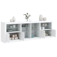 vidaXL Sideboard mit LED-Leuchten Wei&szlig; 202x37x67 cm