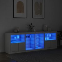 vidaXL Sideboard mit LED-Leuchten Weiß 202x37x67 cm