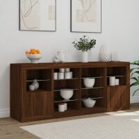 vidaXL Sideboard mit LED-Leuchten Braun Eichen-Optik 163x37x67 cm