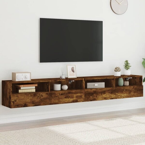 vidaXL TV-Wandschr&auml;nke 2 Stk. R&auml;uchereiche 100x30x30 cm Holzwerkstoff