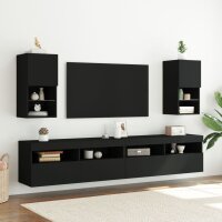 vidaXL TV-Schrank mit LED-Leuchten Schwarz 30,5x30x60 cm