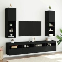 vidaXL TV-Schrank mit LED-Leuchten Schwarz 30,5x30x102 cm