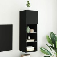 vidaXL TV-Schrank mit LED-Leuchten Schwarz 30,5x30x90 cm