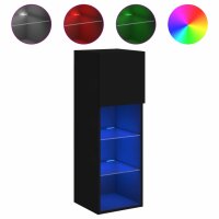 vidaXL TV-Schrank mit LED-Leuchten Schwarz 30,5x30x90 cm