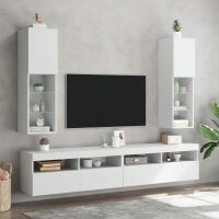 vidaXL TV-Schrank mit LED-Leuchten Wei&szlig; 30,5x30x102 cm