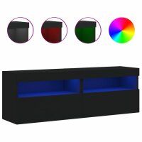 vidaXL TV-Wandschr&auml;nke mit LED-Leuchten 2 Stk. Schwarz 60x30x40 cm