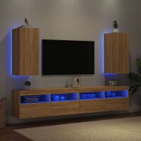 vidaXL TV-Wandschr&auml;nke mit LED-Leuchten 2 Stk. Sonoma-Eiche