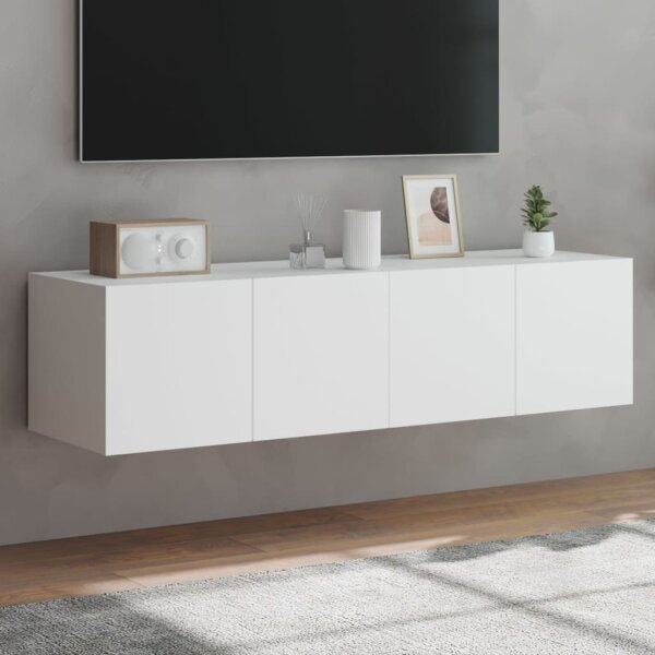 vidaXL TV-Wandschr&auml;nke mit LED-Leuchten 2 Stk. Wei&szlig; 60x35x31 cm