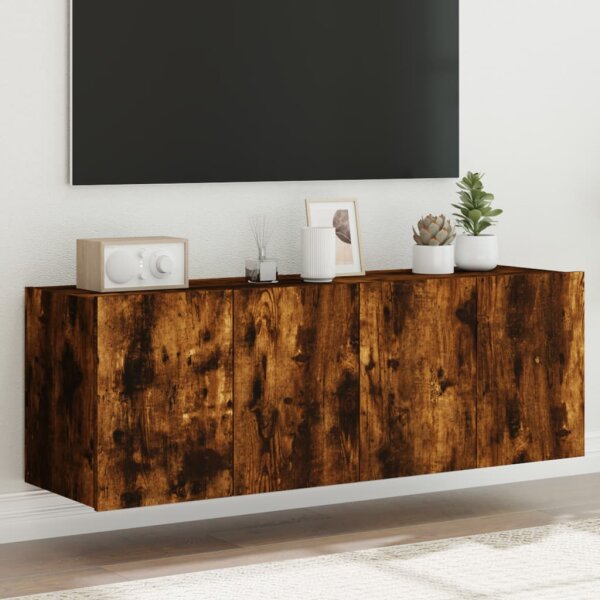 vidaXL TV-Wandschr&auml;nke mit LED-Leuchten 2 Stk. R&auml;uchereiche 60x35x41cm