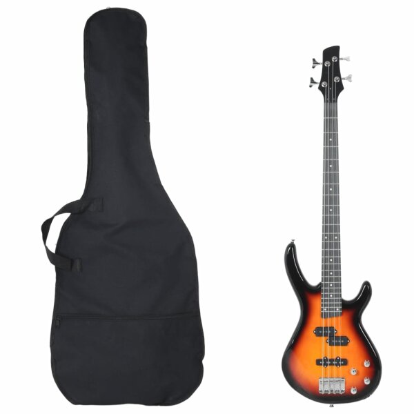 vidaXL E-Bass f&uuml;r Anf&auml;nger mit Tasche Braun und Schwarz 4/4 46&quot;