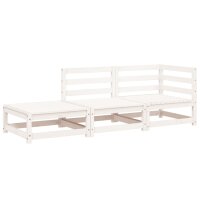 vidaXL Gartensofa mit Hocker 2-Sitzer Wei&szlig; Massivholz Kiefer