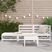 vidaXL Gartensofa mit Hocker 2-Sitzer Wei&szlig; Massivholz Kiefer