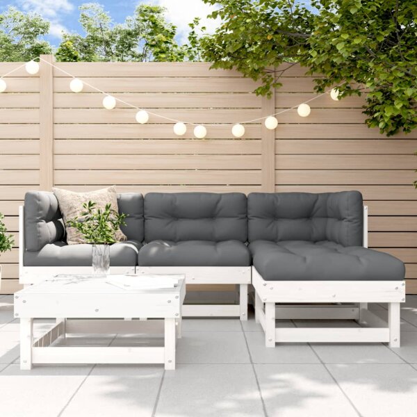 vidaXL 5-tlg. Garten-Lounge-Set Wei&szlig; Massivholz Kiefer