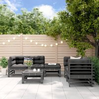 vidaXL 6-tlg. Garten-Lounge-Set Grau Massivholz Kiefer