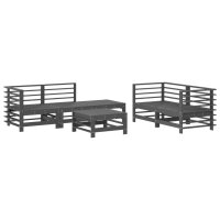 vidaXL 6-tlg. Garten-Lounge-Set Grau Massivholz Kiefer