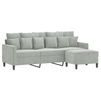 vidaXL 3-Sitzer-Sofa mit Hocker Hellgrau 180 cm Samt