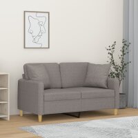 vidaXL 2-Sitzer-Sofa mit Zierkissen Hellgrau 120 cm Stoff