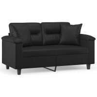 vidaXL 2-Sitzer-Sofa mit Zierkissen Schwarz 120 cm Kunstleder