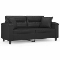 vidaXL 2-Sitzer-Sofa mit Zierkissen Schwarz 140 cm Kunstleder