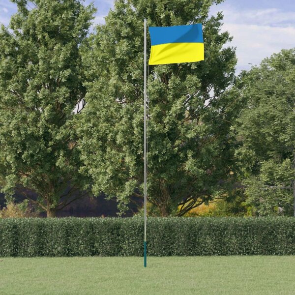 vidaXL Flagge der Ukraine und Mast 6,23 m Aluminium