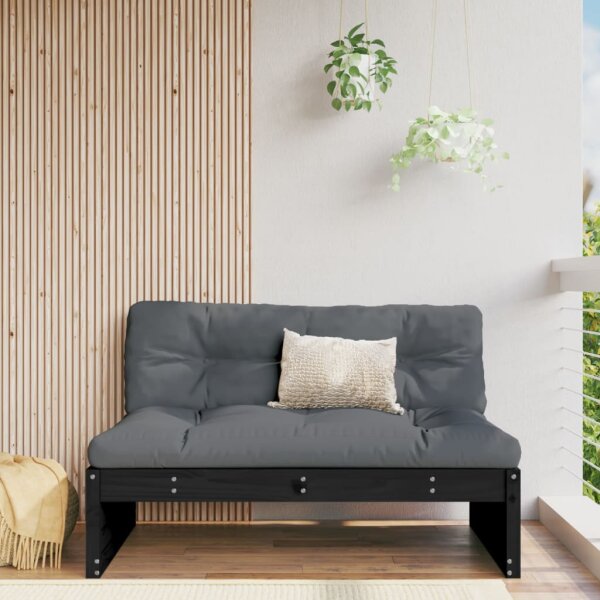 vidaXL Garten-Mittelsofa Schwarz 120x80 cm Massivholz Kiefer