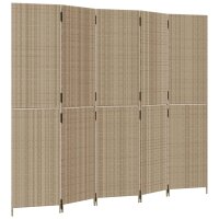 vidaXL Paravent 5-tlg. Beige Poly Rattan