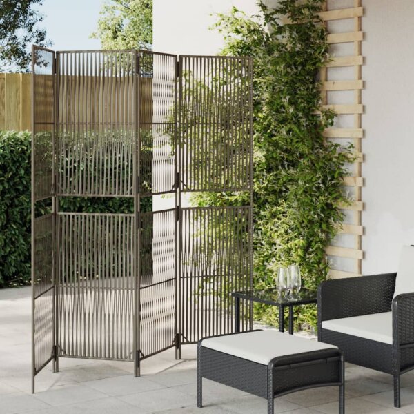 vidaXL Paravent 4-tlg. Grau Poly Rattan