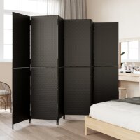 vidaXL Paravent 6-tlg. Schwarz Poly Rattan