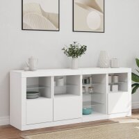 vidaXL Sideboard mit LED-Leuchten Weiß 164x37x67 cm