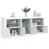 vidaXL Sideboard mit LED-Leuchten Weiß 162x37x67 cm