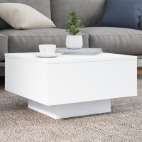 vidaXL Couchtisch mit LED-Leuchten Wei&szlig; 55x55x31 cm