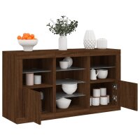 vidaXL Sideboard mit LED-Leuchten Braun Eichen-Optik 123x37x67 cm