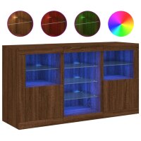 vidaXL Sideboard mit LED-Leuchten Braun Eichen-Optik 123x37x67 cm