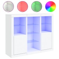 vidaXL Sideboards mit LED-Leuchten 3 Stk. Weiß Holzwerkstoff