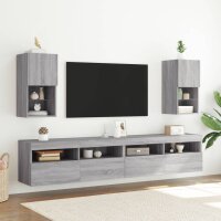 vidaXL TV-Schrank mit LED-Leuchten Grau Sonoma 30,5x30x60 cm