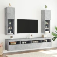 vidaXL TV-Schrank mit LED-Leuchten Betongrau 30,5x30x102 cm