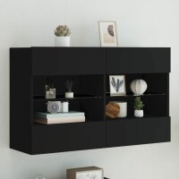 vidaXL TV-Wandschrank mit LED-Leuchten Schwarz 98,5x30x60,5 cm