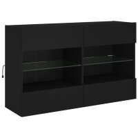 vidaXL TV-Wandschrank mit LED-Leuchten Schwarz 98,5x30x60,5 cm