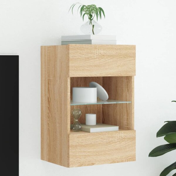 vidaXL TV-Wandschrank mit LED-Leuchten Sonoma-Eiche 40x30x60,5 cm