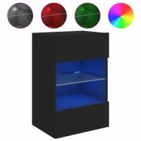 vidaXL TV-Wandschrank mit LED-Leuchten Schwarz 40x30x60,5 cm