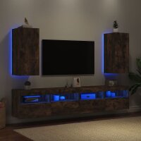 vidaXL TV-Wandschr&auml;nke mit LED-Leuchten 2 Stk. R&auml;uchereiche